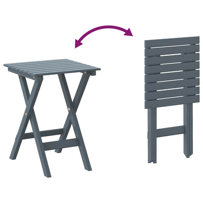 vidaXL Side Table Foldable Grey Solid Wood Poplar
