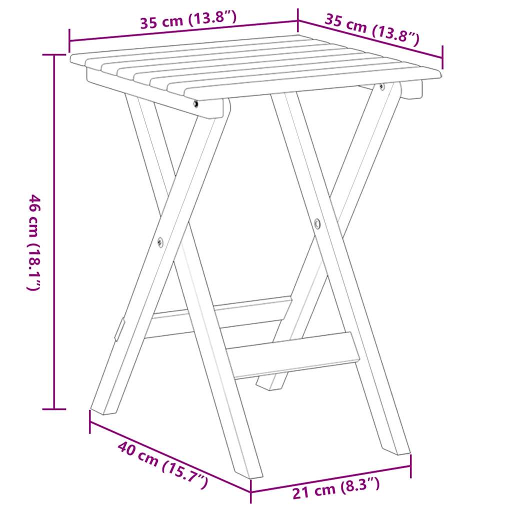 vidaXL Side Table Foldable Grey Solid Wood Poplar