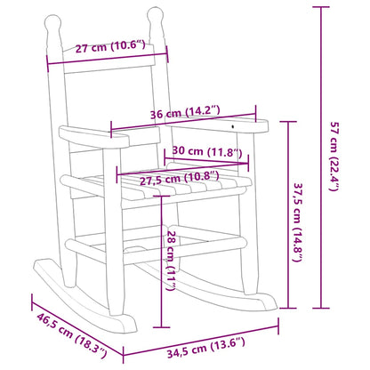 vidaXL Rocking Chair for Children Black Solid Wood Poplar