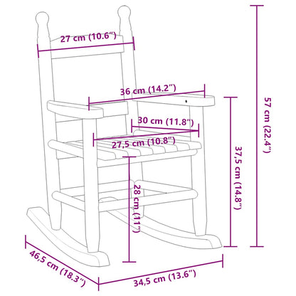 vidaXL Rocking Chair for Children White Solid Wood Poplar