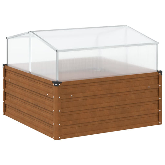 vidaXL Garden Planter with Green House Weathering Steel