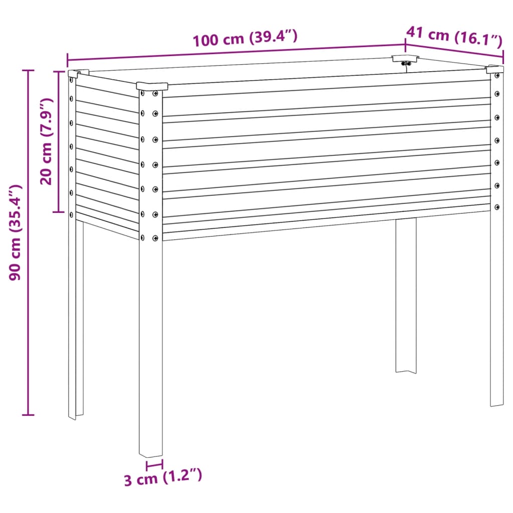 vidaXL Garden Planter Green 100x45x90 cm Steel