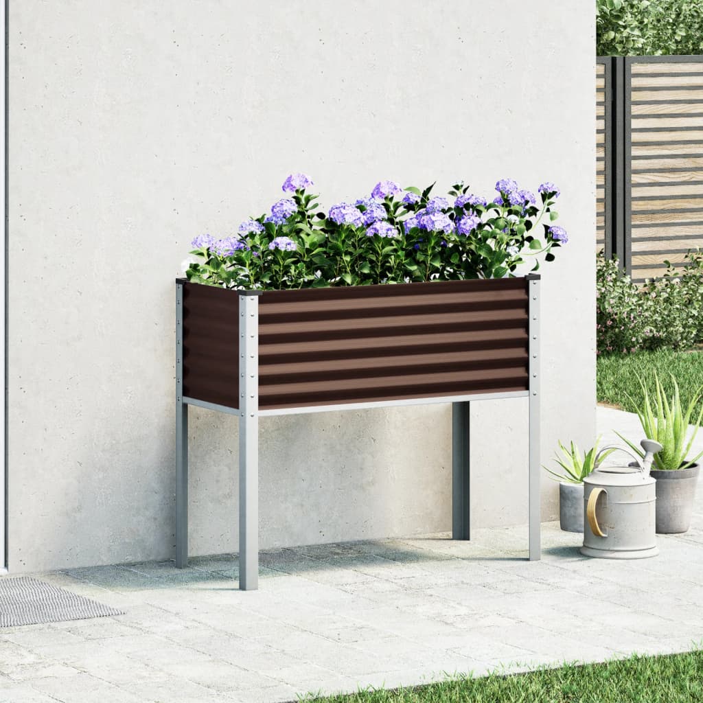 vidaXL Garden Planter Brown 100x45x90 cm Steel
