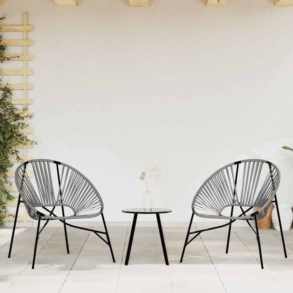 vidaXL Garden Egg Chair Black and Light Grey Poly Rattan