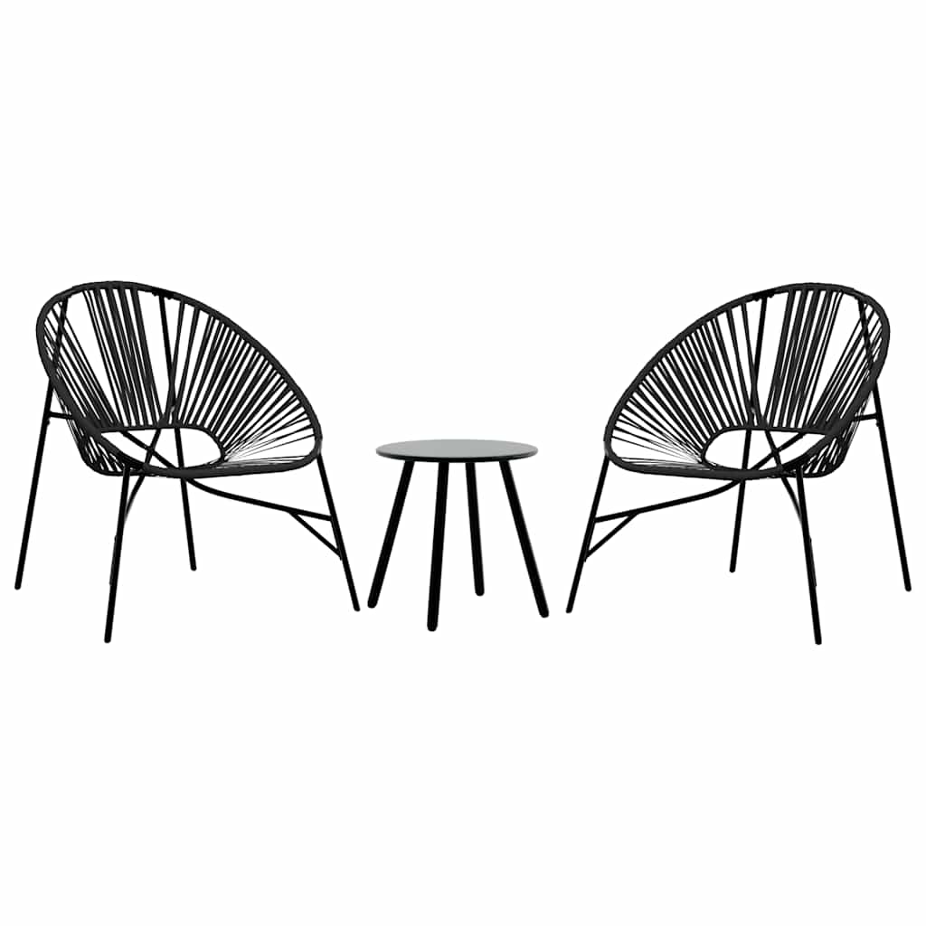 vidaXL Garden Chair Set 3 pcs Black Poly Rattan