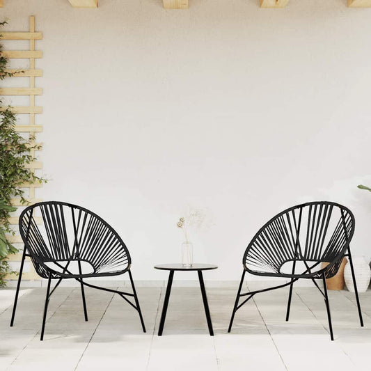vidaXL Garden Chair Set 3 pcs Black Poly Rattan