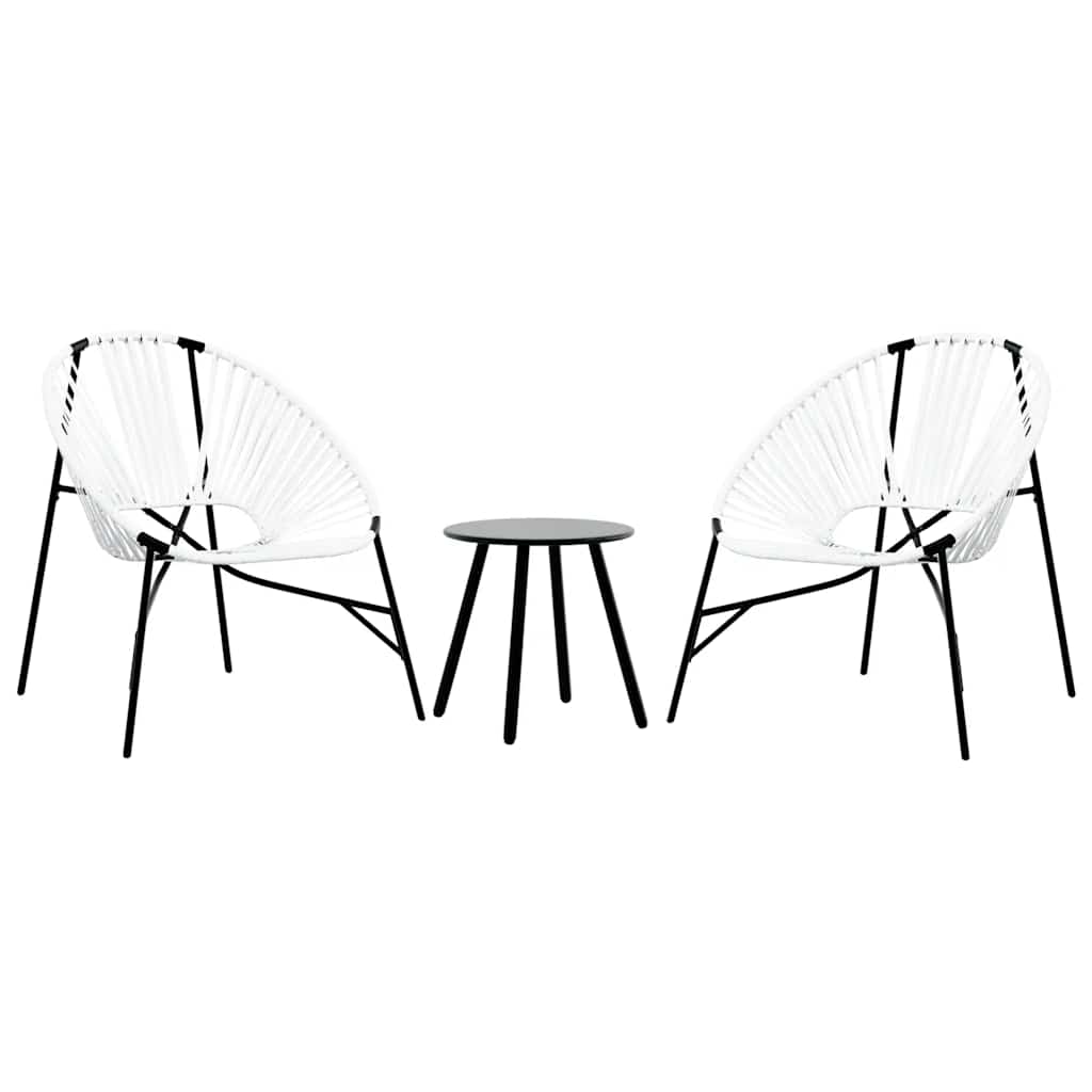 vidaXL Garden Chair Set 3 pcs Black and White Poly Rattan