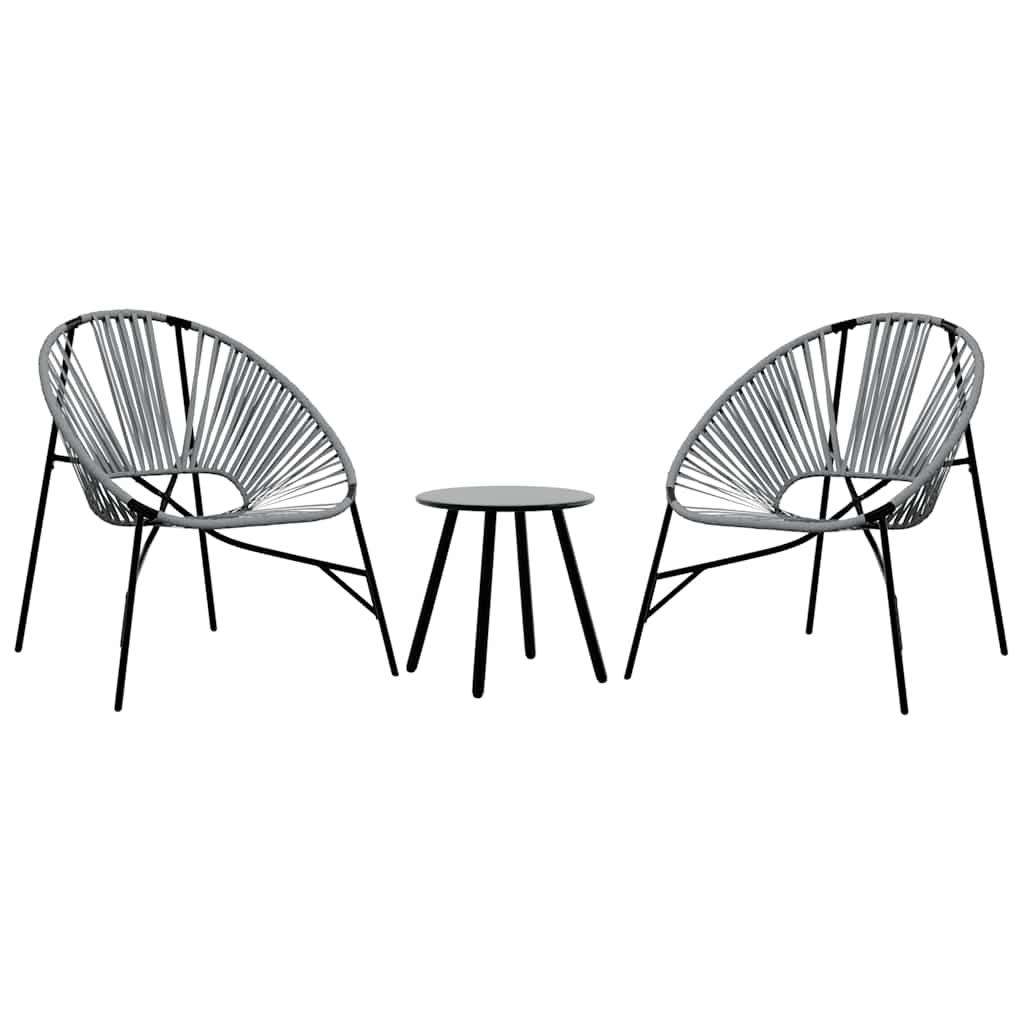 vidaXL Garden Chair Set 3 pcs Black and Light Grey Poly Rattan