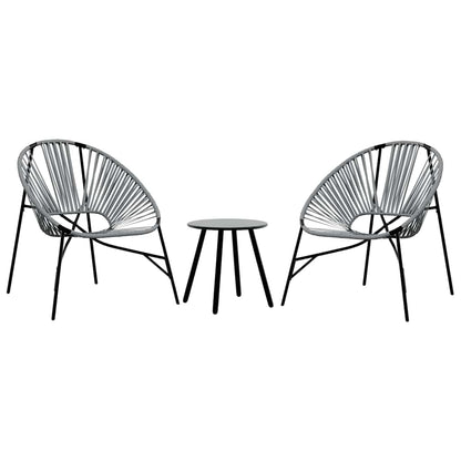 vidaXL Garden Chair Set 3 pcs Black and Light Grey Poly Rattan