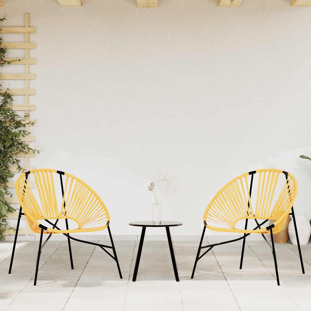vidaXL Garden Chair Set 3 pcs Black and Yellow Poly Rattan