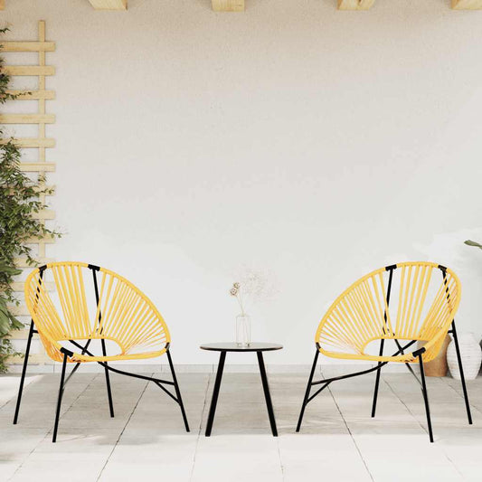 vidaXL Garden Chair Set 3 pcs Black and Yellow Poly Rattan