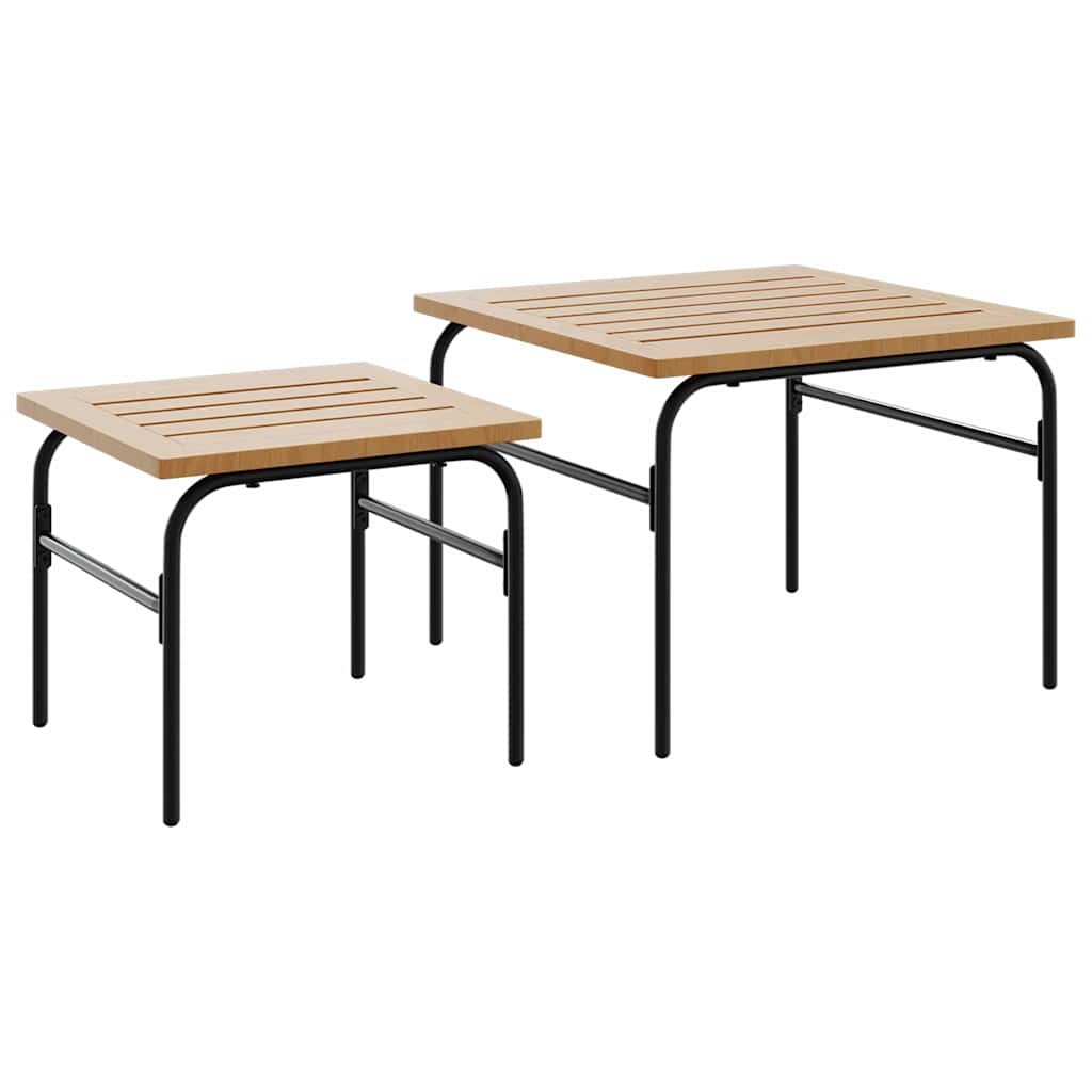 vidaXL Garden Nest of Coffee Tables 2 pcs Brown and Black Steel