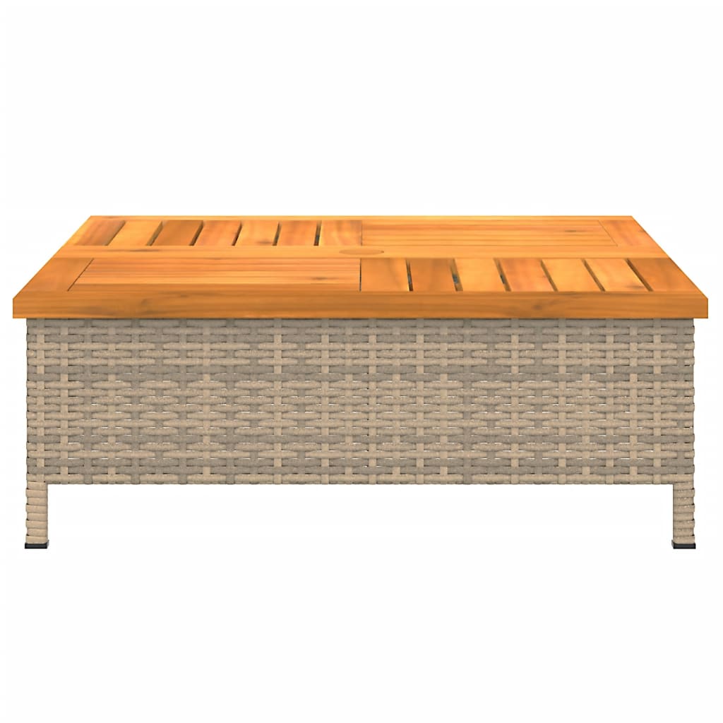 vidaXL Garden Table Beige 70x70x25 cm Rattan and Acacia Wood