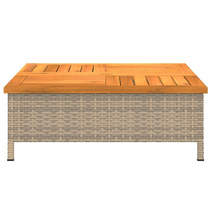 vidaXL Garden Table Beige 70x70x25 cm Rattan and Acacia Wood