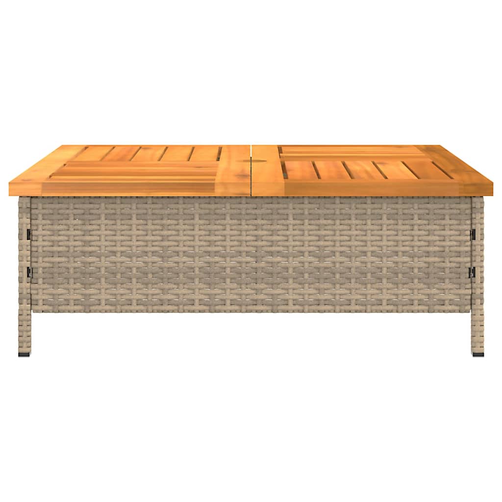 vidaXL Garden Table Beige 70x70x25 cm Rattan and Acacia Wood