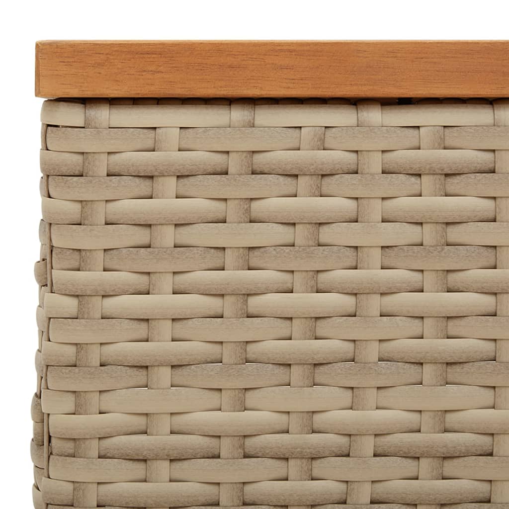 vidaXL Garden Table Beige 70x70x25 cm Rattan and Acacia Wood