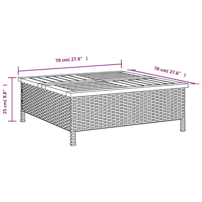 vidaXL Garden Table Beige 70x70x25 cm Rattan and Acacia Wood