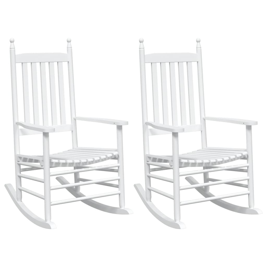 vidaXL Rocking Chairs with Curved Seats 2 pcs White Solid Wood Fir
