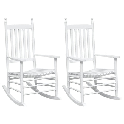 vidaXL Rocking Chairs with Curved Seats 2 pcs White Solid Wood Fir