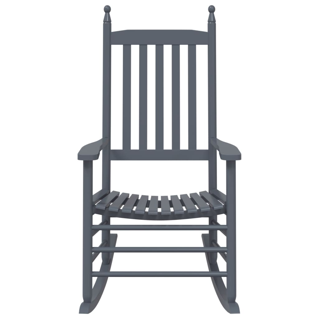vidaXL Rocking Chairs with Curved Seats 2 pcs Grey Solid Wood Poplar