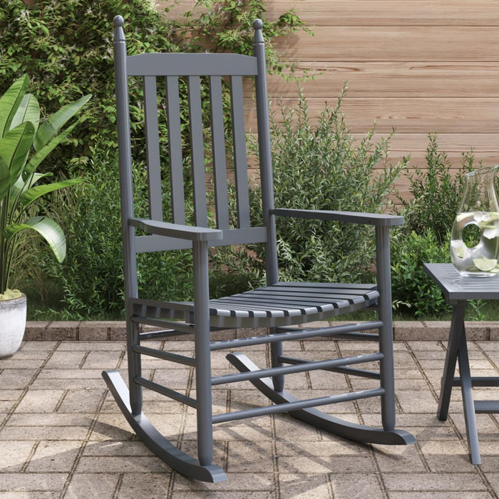 vidaXL Rocking Chairs with Curved Seats 2 pcs Grey Solid Wood Poplar