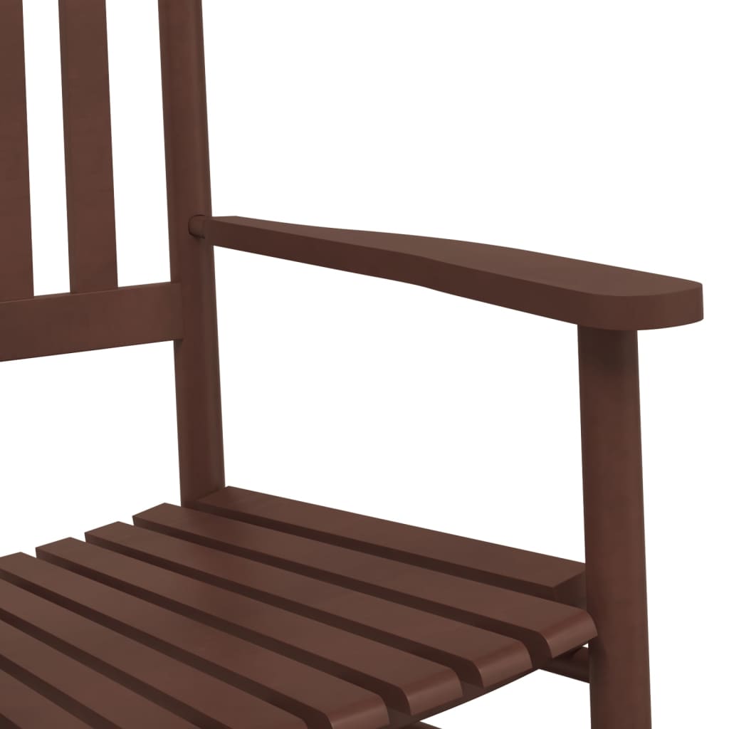 vidaXL Rocking Chairs 2pcs with Foldable Table Brown Solid Wood Poplar