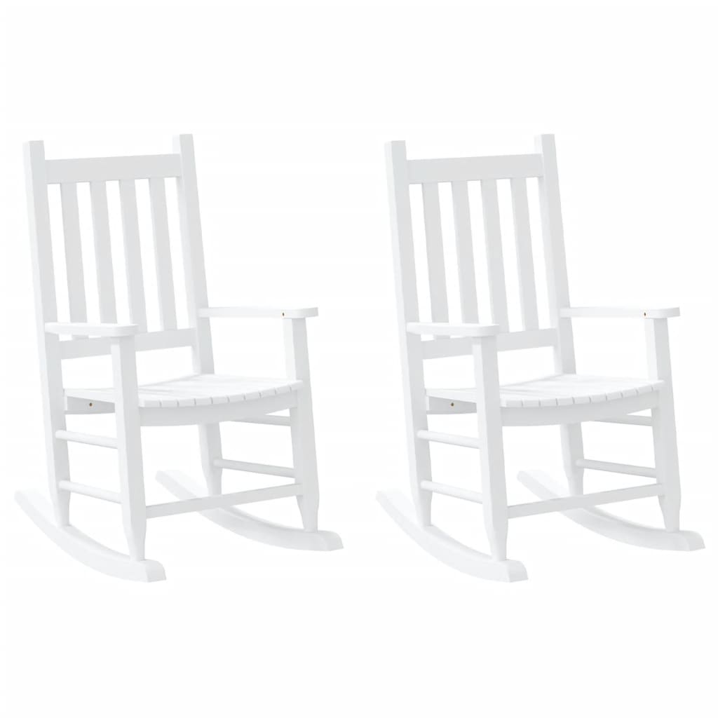 vidaXL Rocking Chairs for Children 2 pcs White Solid Wood Poplar