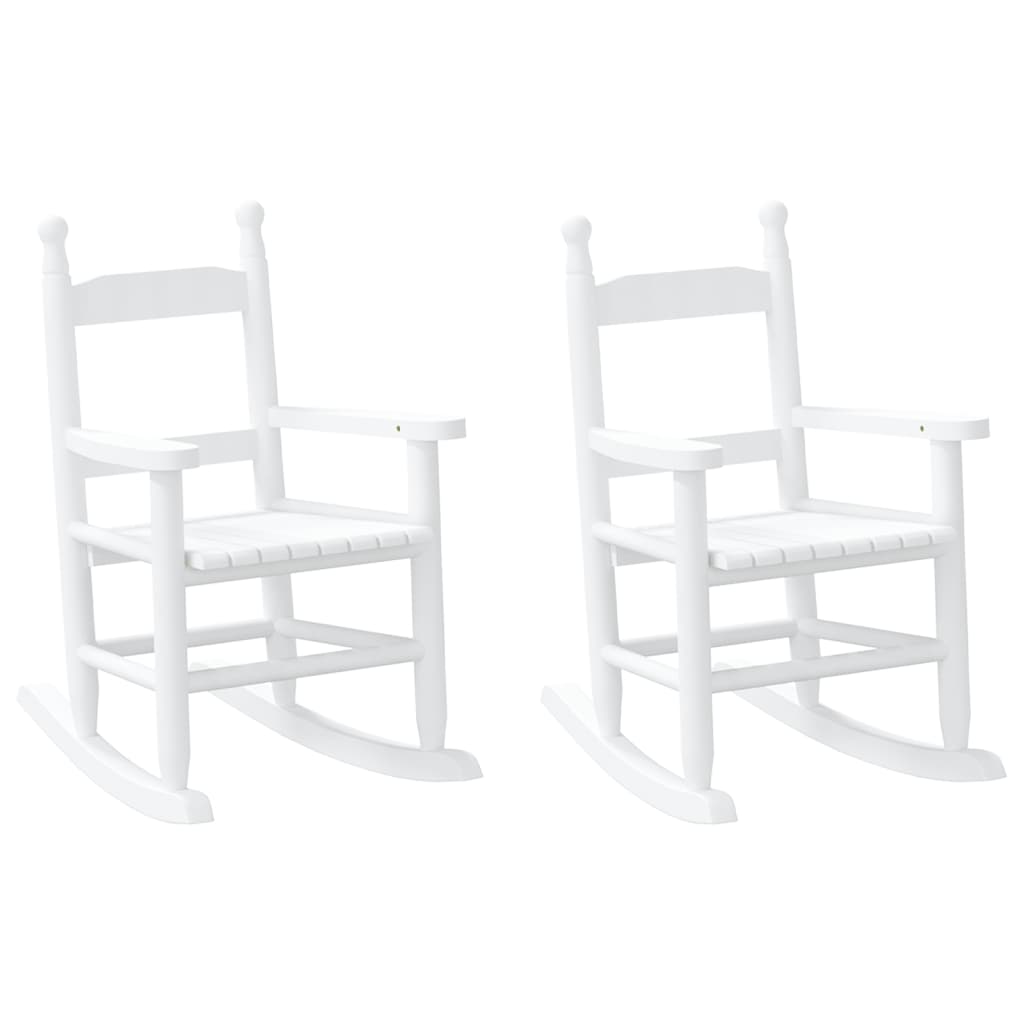 vidaXL Rocking Chairs for Children 2 pcs White Solid Wood Poplar