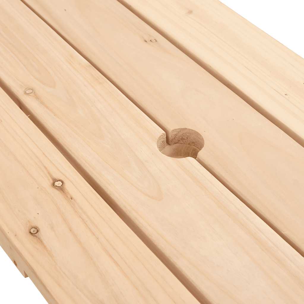vidaXL Picnic Table for 4 Kids with Umbrella Solid Wood Fir