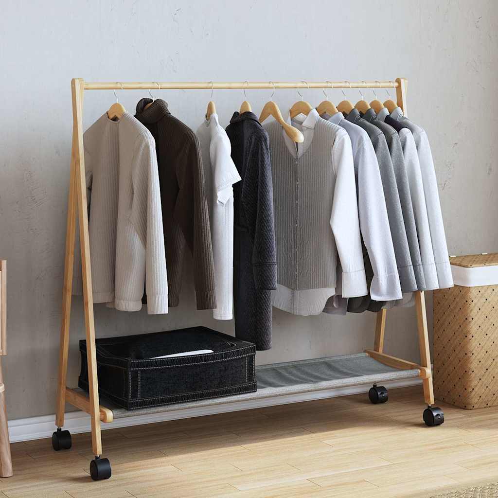vidaXL Clothes Rack | Bamboo | Varnished Finish | 106 x 34 x 106.5 cm | Foldable