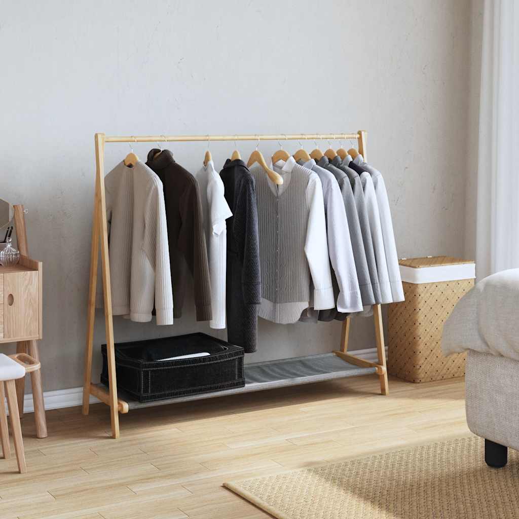 vidaXL Clothes Rack | Natural Bamboo | Varnished Bamboo, Fabric | Medium