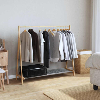 vidaXL Clothes Rack | Natural Bamboo | Varnished Bamboo, Fabric | Medium