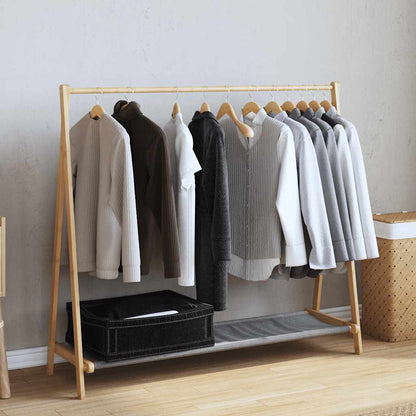 vidaXL Clothes Rack | Natural Bamboo | Varnished Bamboo, Fabric | Medium