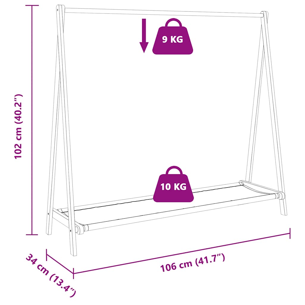 vidaXL Clothes Rack | Natural Bamboo | Varnished Bamboo, Fabric | Medium