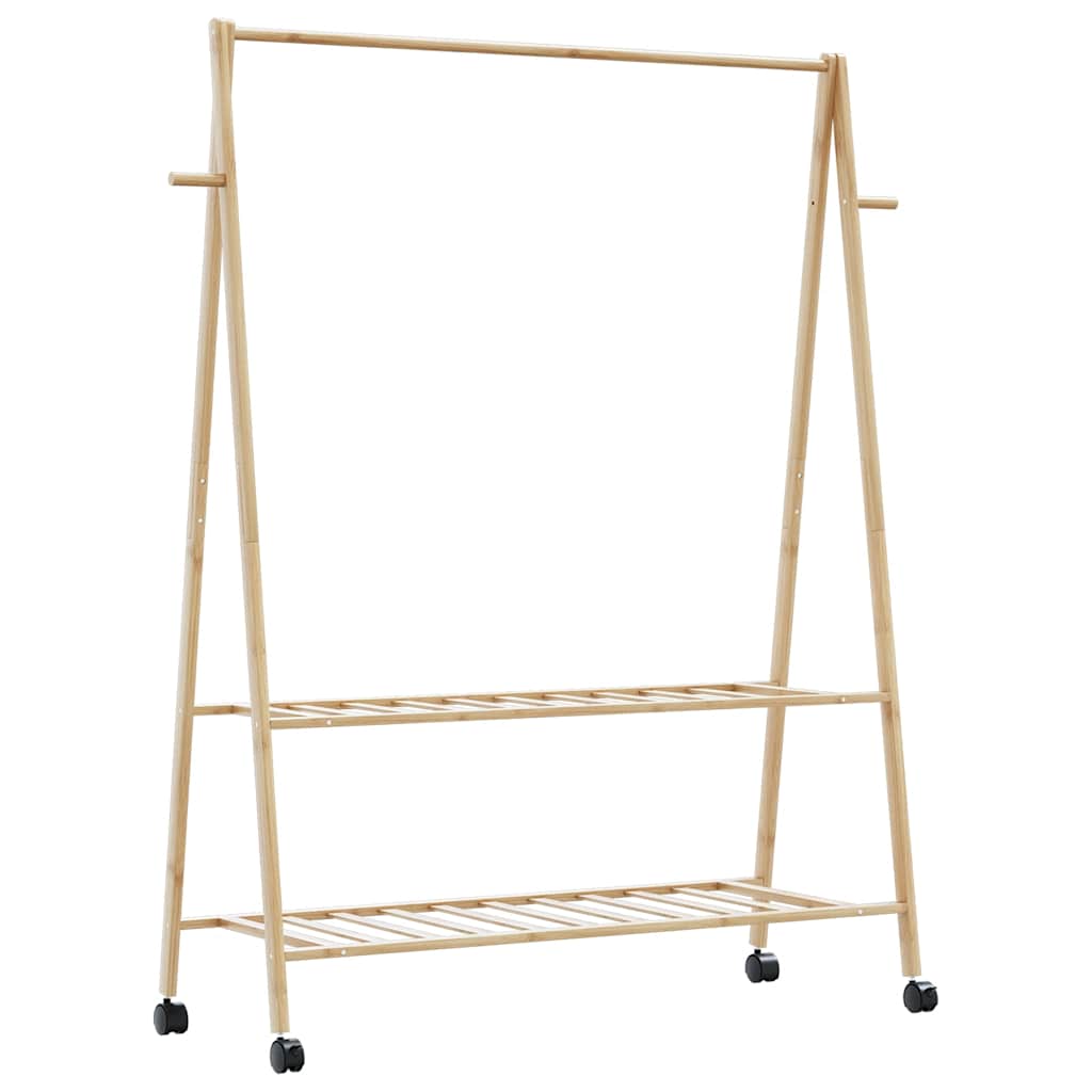vidaXL Clothes Rack with Shelves and Wheels 132x45.5x155.5 cm Bamboo