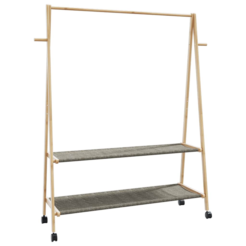 vidaXL Clothes Rack with Shelves and Wheels 132x45.5x155.5 cm Bamboo