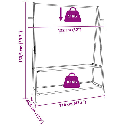 vidaXL Clothes Rack with Shelves 132x45.5x150.5 cm Bamboo