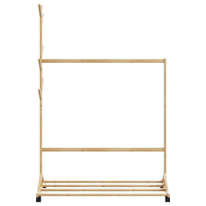 vidaXL Clothes Rack with Hooks and Wheels 100x35x157 cm Bamboo