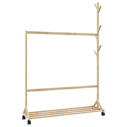 vidaXL Clothes Rack with Hooks and Wheels 100x35x157 cm Bamboo