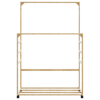vidaXL Clothes Rack with Shelves and Wheels 90x35x155 cm Bamboo