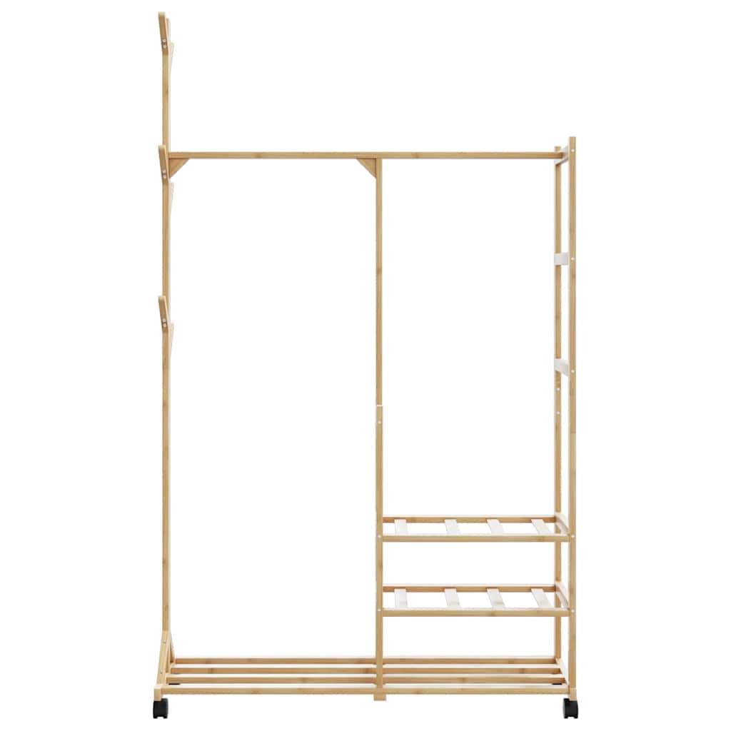 vidaXL Clothes Rack | Natural Bamboo | Bamboo | 100x38x175.5 cm |  Rollable