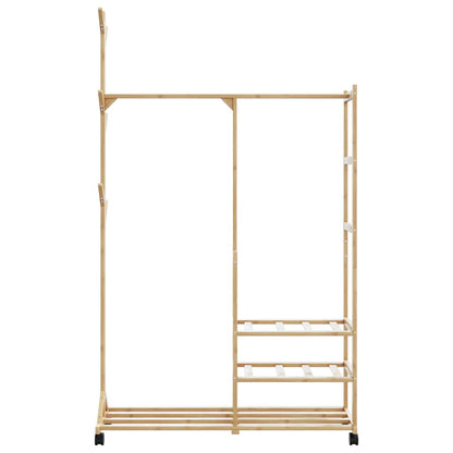 vidaXL Clothes Rack | Natural Bamboo | Bamboo | 100x38x175.5 cm |  Rollable
