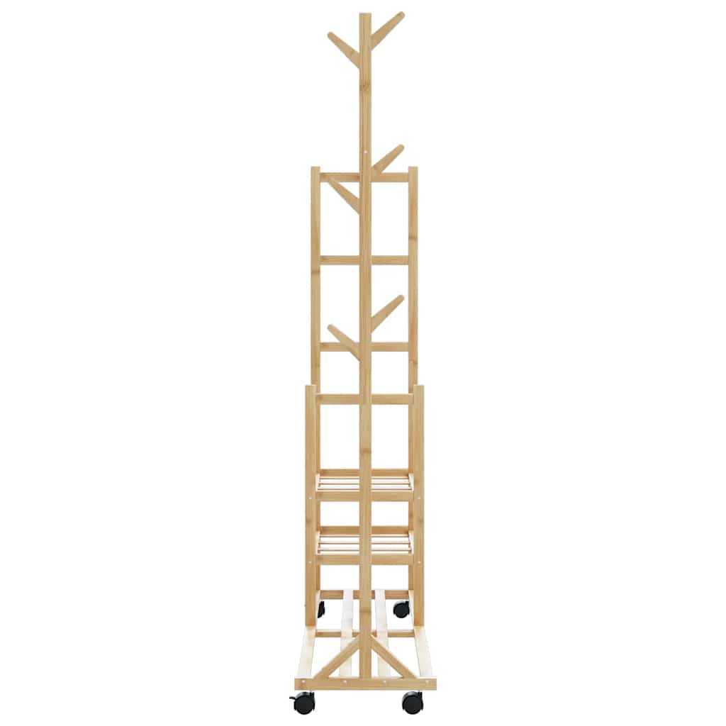vidaXL Clothes Rack | Natural Bamboo | Bamboo | 100x38x175.5 cm |  Rollable