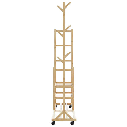 vidaXL Clothes Rack | Natural Bamboo | Bamboo | 100x38x175.5 cm |  Rollable