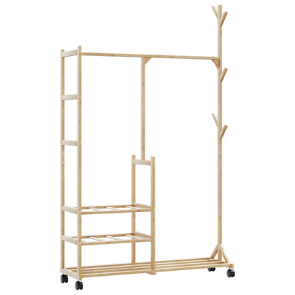 vidaXL Clothes Rack | Natural Bamboo | Bamboo | 100x38x175.5 cm |  Rollable