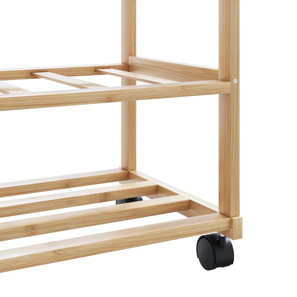 vidaXL Clothes Rack | Natural Bamboo | Bamboo | 100x38x175.5 cm |  Rollable
