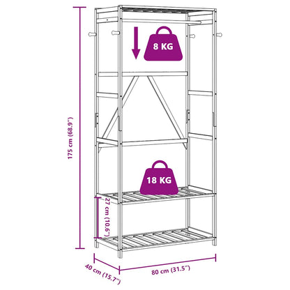 vidaXL Clothes Rack with Shelves 80x40x175 cm Bamboo