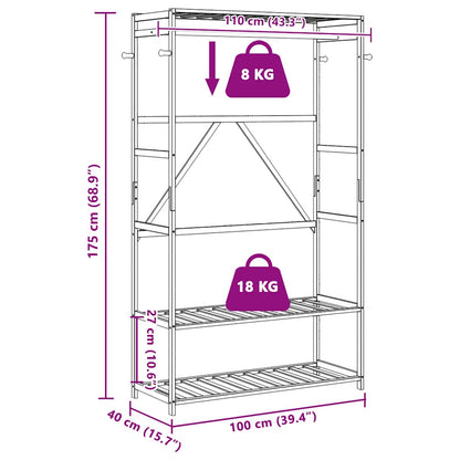 vidaXL Clothes Rack with Shelves 110x40x175 cm Bamboo