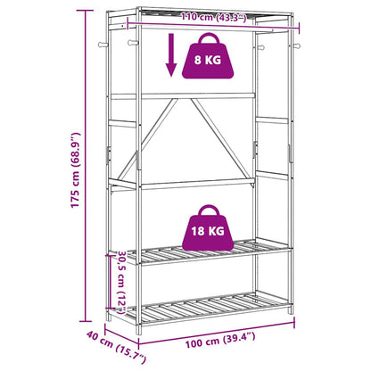 vidaXL Clothes Rack with Shelves 110x40x175 cm Bamboo