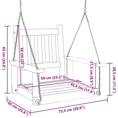 vidaXL Garden Swing Chair with Metal Chains Brown Solid Wood Fir